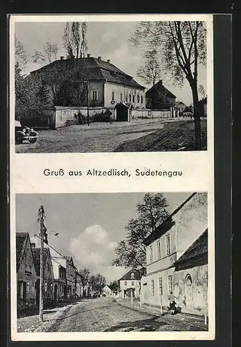 AK Altzedlisch /Sudetengau, Strassenansichten aus der Ortschaft