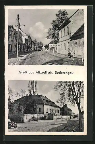 AK Altzedlisch /Sudetengau, Strassenpartien in der Ortschaft