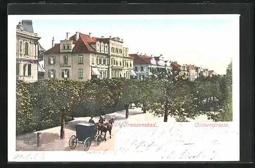AK Franzensbad, Culmerstrasse mit Droschke