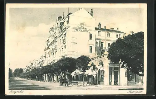 AK Franzensbad, Kaiserstrasse mit Cafe Restaurant Palace Hotel