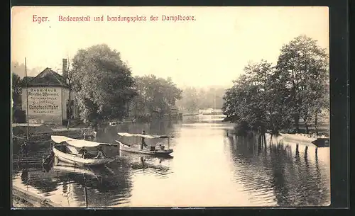 AK Eger, Badeanstalt und Landungsplatz der Dampfboote