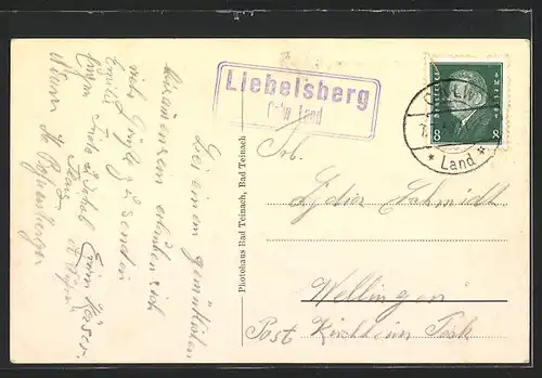 AK Liebelsberg /Württ. Schwarzwald, Handlung von H. Hanselmann, Kriegerdenkmal, Teilansicht
