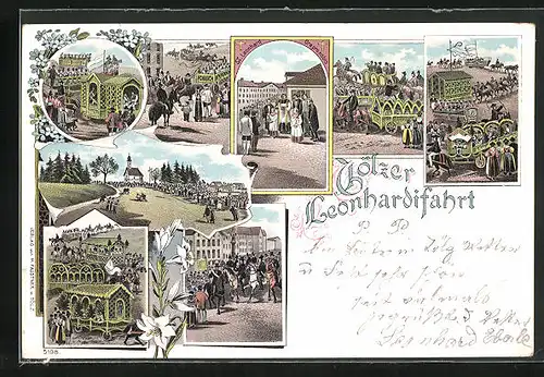 Lithographie Bad Tölz, Tölzer Leonhardifahrt