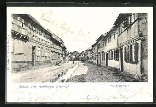 AK Heringen /Helme, Blick entlang der Hauptstrasse