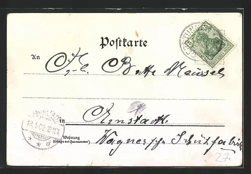 Lithographie Gerstungen, Bahnhof, Weinberg, Marktplatz