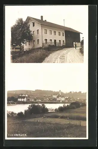 Foto-AK Lechbruck, Haus Schäffler, Ortsansicht