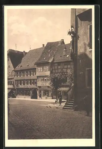 AK Ochsenfurt a. Main, Marktplatz mit Hôtel Schnecke