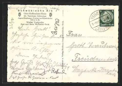AK Weiler Torfgrube, Schwäbische Alb, Otto-Hoffmeister-Haus, XI. Turnkreis Schwaben