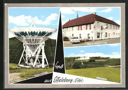 AK Effelsberg /Eifel, Gastwirtschaft Frings, Radioteleskop, Waldpartie