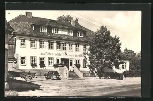 AK Hoheneiche /Saale, Gasthaus zum roten Hirsch im grünen Wald