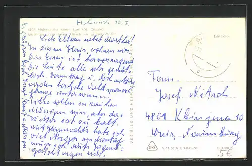 AK Hoheneiche /Saale, Gasthaus zum roten Hirsch im grünen Wald