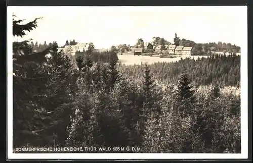 AK Hoheneiche /Thür. Wald, Ortsansicht vom Wald aus