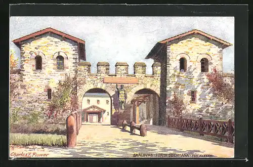 Künstler-AK Charles F. Flower: Bad Homburg, Saalburg, Porta Decumana von Aussen