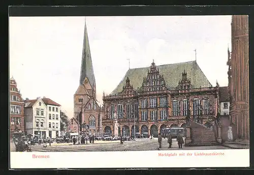 AK Bremen, Marktplatz mit der Liebfrauenkirche