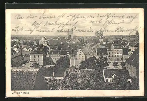 AK Ingolstadt, Ortsansicht mit Kirche