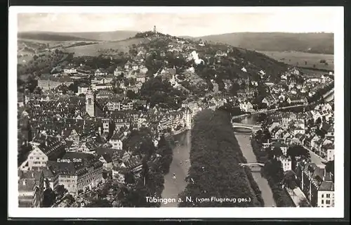 AK Tübingen a. N., Fliegeraufnahme von der Stadt