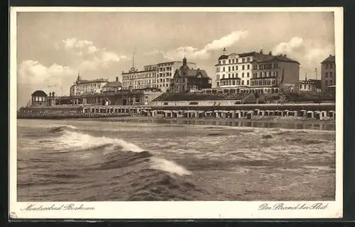 AK Borkum, Nordseebad, Der Strand bei Flut