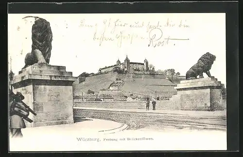 AK Würzburg, Festung mit Brückenlöwen