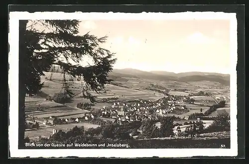 AK Weidebrunn, Blick von der Queste auf den Ort und Inselsberg