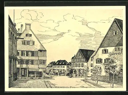 Künstler-AK Schwenningen /Neckar, Gasthaus beim Bären