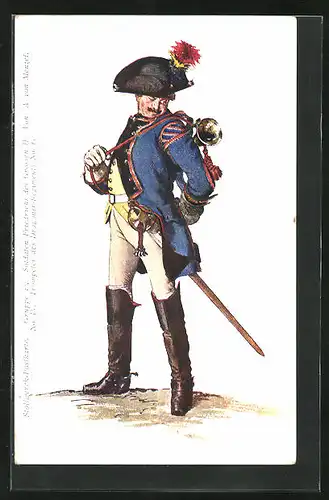 AK Soldaten Friedrichs des Grossen II., Trompeter des Dragoner-Regiments No. 1, Reklame für Stollwerk-Kakao