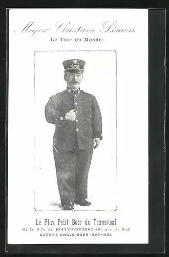 AK Johannesbourg, Major Gustave Simon, Le Plus Petit Boer du Transvaal, Burenkrieg 1899-1902