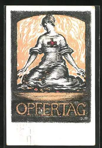 Künstler-AK Opfertag 1917, Bayr. Landeskommitee vom Roten Kreuz