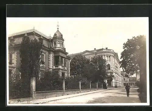 AK Rumburg / Rumburk, Rudolfstrasse und Webereifachschule