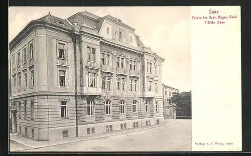 AK Saaz, Palais der Oest. Ungar. Bank Filiale