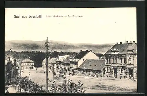 AK Seestadtl, Blick auf den unteren Markt mit Erzgebirge