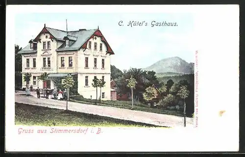 AK Stimmersdorf i. B., Partie am Gasthaus C. Hütel`s