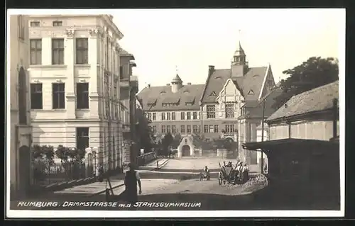 AK Rumburg / Rumburk, Dammstrasse mit dem Staatsgymnasium