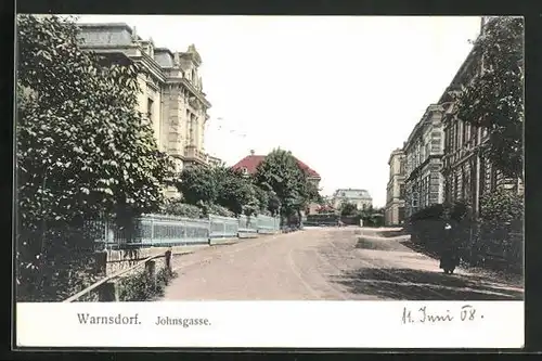 AK Warnsdorf / Varnsdorf, Blick in die Johnsgasse