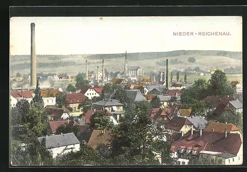 AK Nieder-Reichenau, Ortsansicht mit Kirche