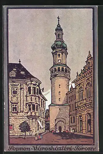 Künstler-AK Sopron-Ödenburg, Stadtturm