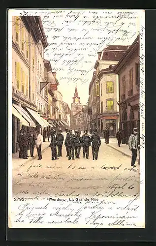 AK Yverdon, La Grande Rue, Strassenpartie