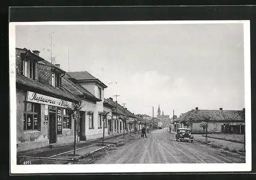 AK Prag / Praha, Cakovice, Strassenpartie mit Restaurant u Vilday