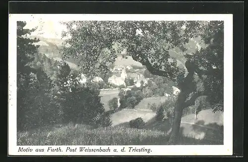 AK Furth, Kirche vom Hügel aus