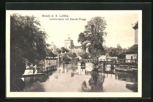 AK Bruck /Leitha, Leitha-Idylle mit Schloss Prugg