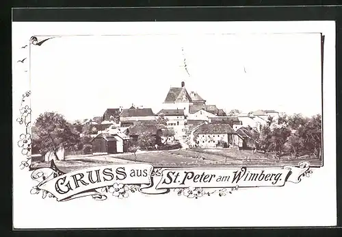 AK St. Peter am Wimberg, Teilansicht des Ortes mit Kirche