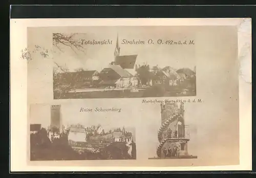 AK Stroheim, Ruine Schaumburg, Mairhofberg-Warte