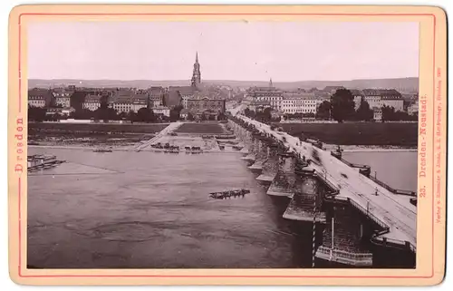 Fotografie Römmler & Jonas, Dresden, Ansicht Dresden, Blick auf die Neustadt mit Brücke