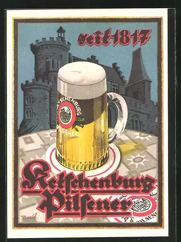 Künstler-AK Brauerei-Werbung für Ketschenburg-Pilsener