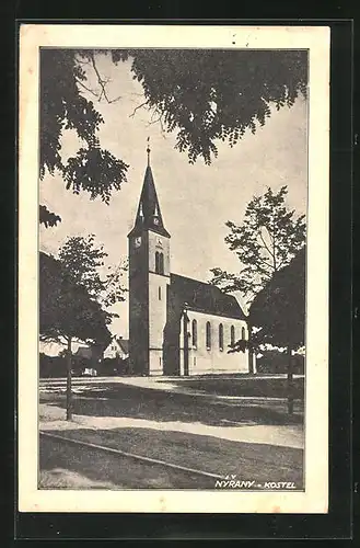 AK Nyrany, Kostel, Blick zur Kirche