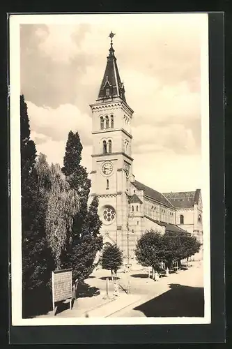 AK Kraslice, Blick auf die hübsche Kirche