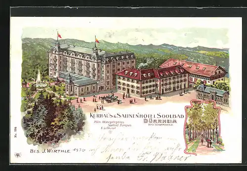 Lithographie Dürrheim, Hotel und Kurhaus Soolbad