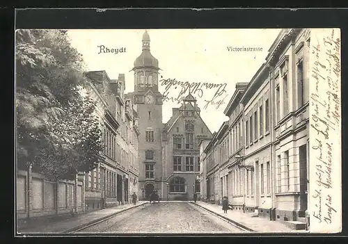 AK Rheydt, Victoriastrasse mit Blick zum Rathaus