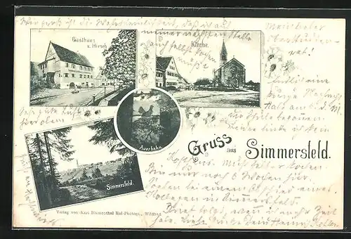 AK Simmersfeld, Gasthaus zum Hirsch, Simmersfeld, Auerhahn