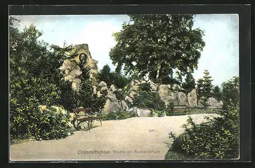 AK Crimmitschau, Grotte im Bismarckhain