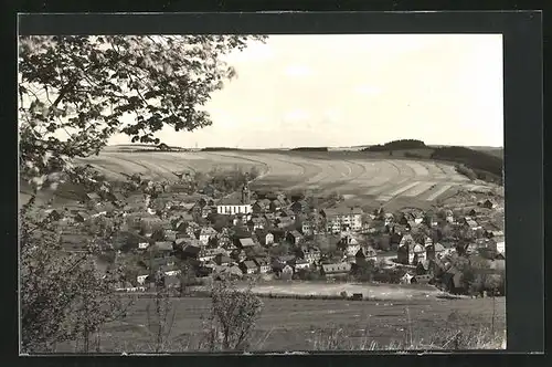 AK Wurzbach, Ortsansicht mit Kirche und Umgebung